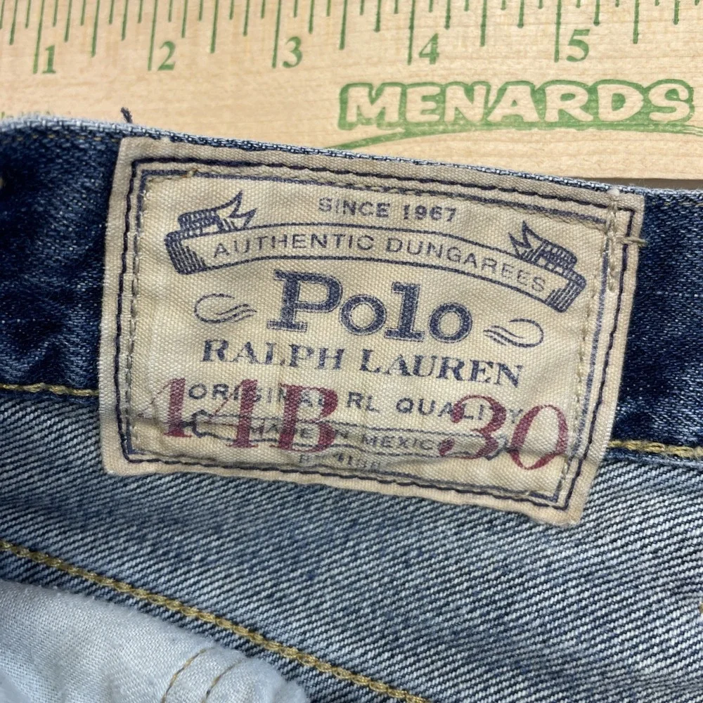 Polo Ralph Lauren Jeans Mens 44x30 Blue Straight Leg Classic Denim RL Embroidery
